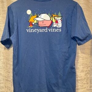 Vineyard Vines Blue Tee with Camping Graphic